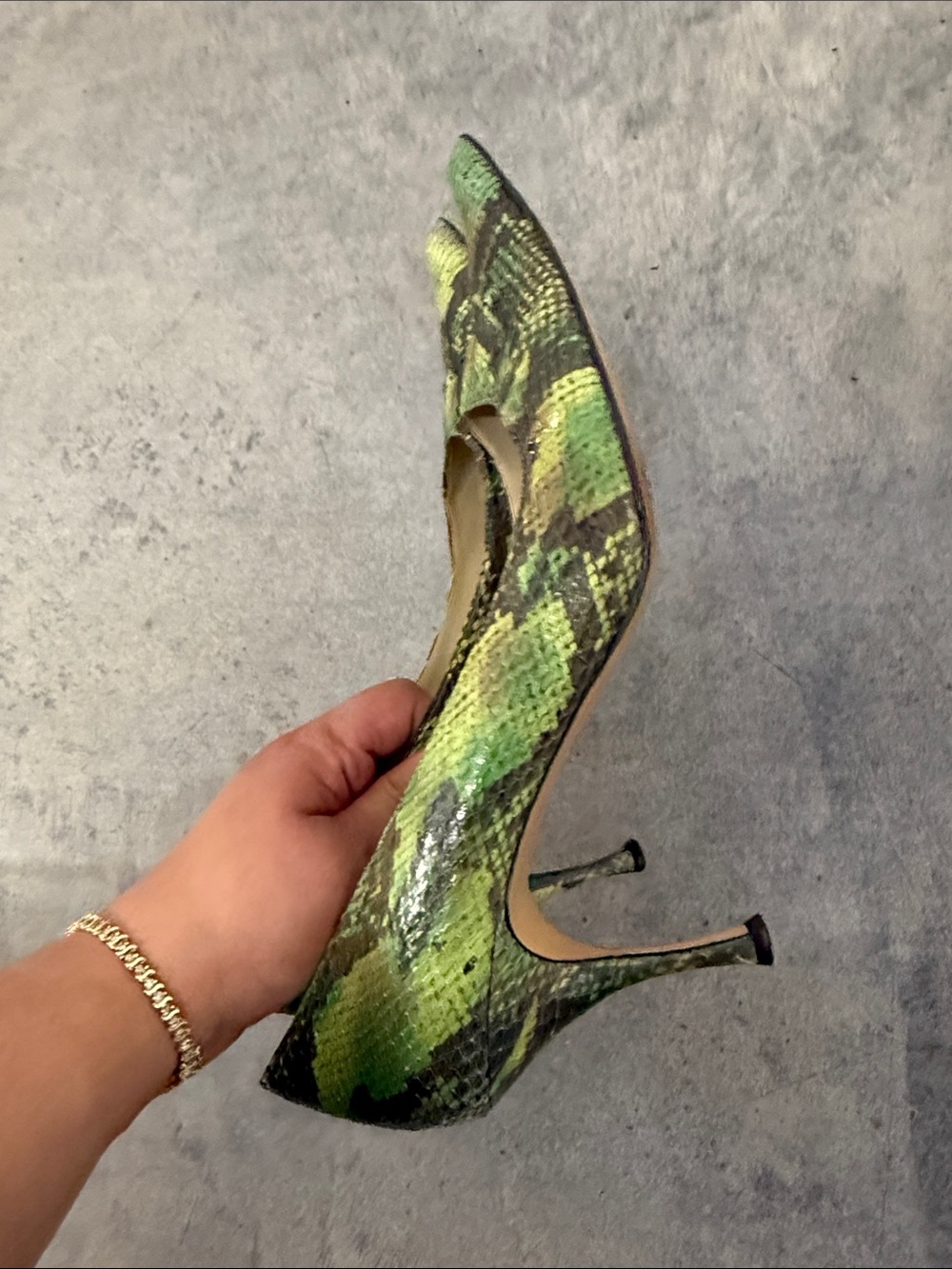 Anne Klein Vintage Y2K Green Snakeskin Pointed Toe Pump - Picture 4 of 5